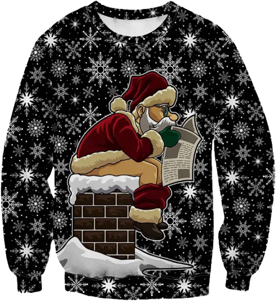Winterblouse voor dames en heren, warm, elegant, bedrukt, lange mouwen, sweatshirt, casual, grappig, bedrukt