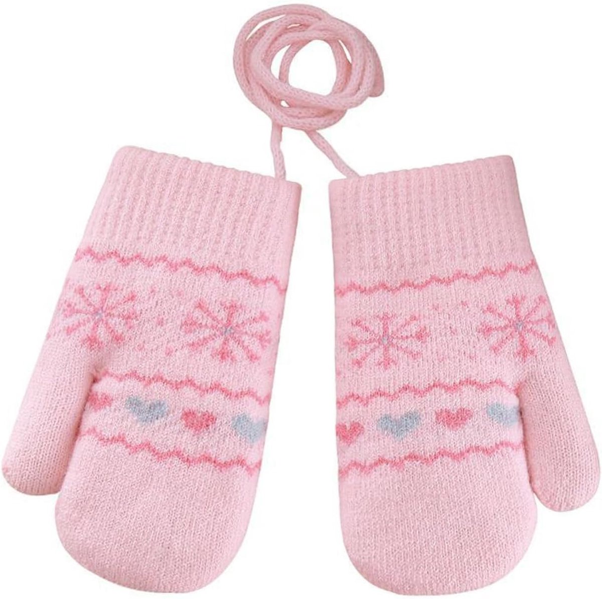 Wanten voor baby's, peuters, gebreide handschoenen voor 1, 2, 3 jaar, jongens, meisjes, winter, warme gebreide handschoenen met koord fleece binnenvoering