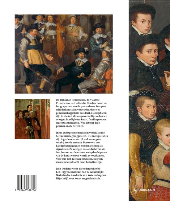 Een groepsportret van mannen in 17e-eeuwse kledij, sommigen met hun handen zichtbaar.