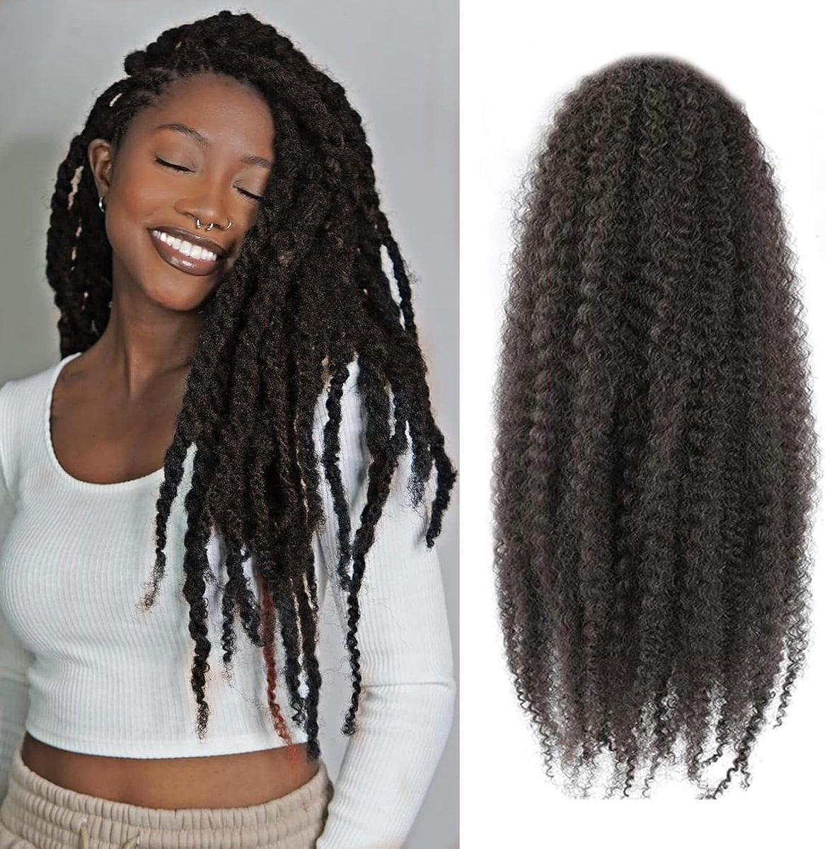 Twist Afro Kinky Curly Cuban Twist Marley Twists Gevlochten Synthetische Senegalese Twists Gevlochten Haarextensies voor Vrouwen (4#, 40,6 cm/6 stuks)