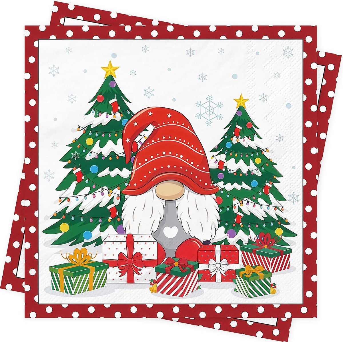 Kerst Servetten Xmas Tafel Decoraties Wegwerp Papieren Servetten met Sneeuwvlokken Kerstboom voor Winter Kerstfeest Decoratie (40 stuks)
