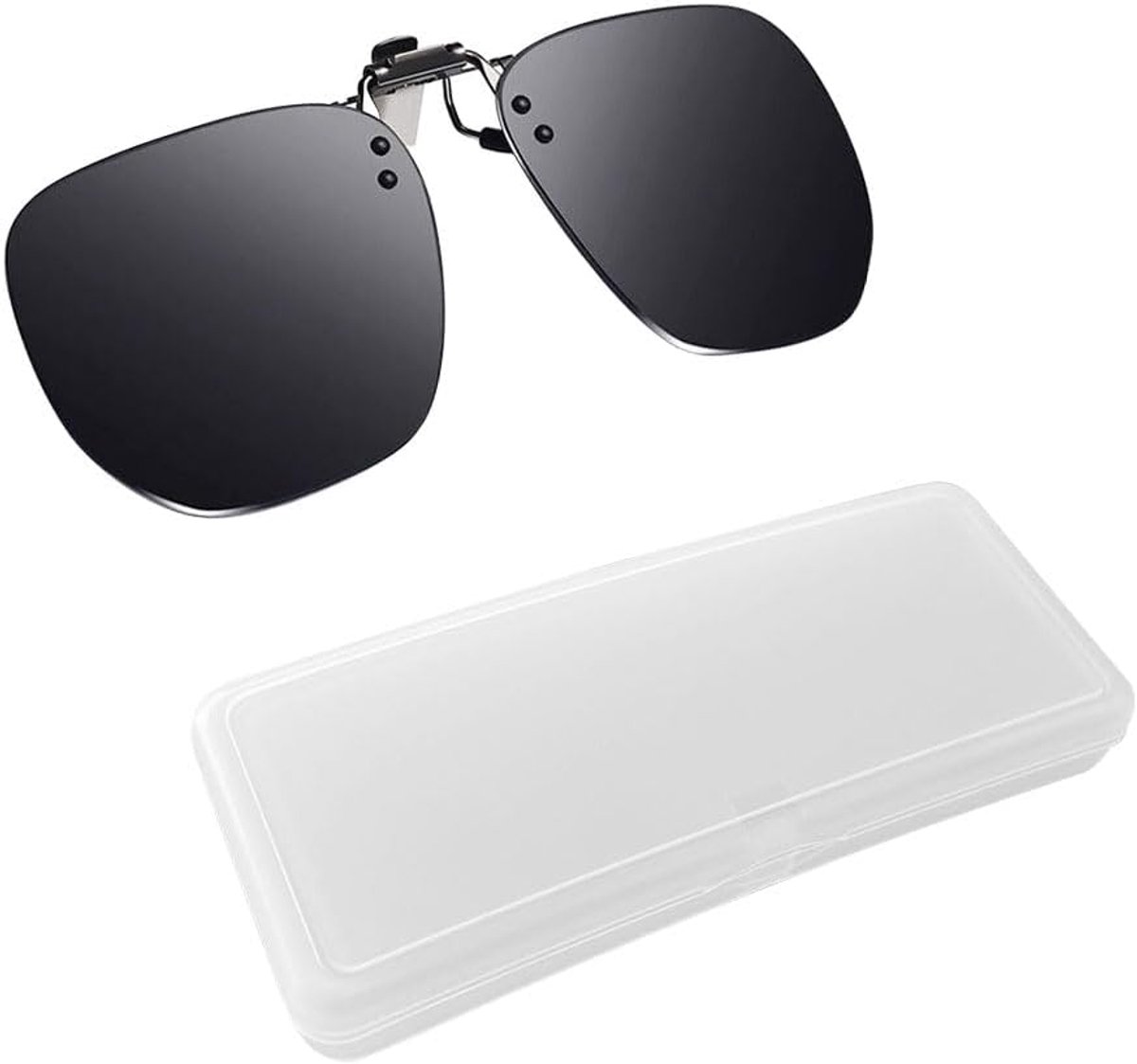 Zonneclip, wordt geleverd met een transparant etui, flip up clip zonnebril voor mannen en vrouwen, uv-bescherming, voor outdooractiviteiten
