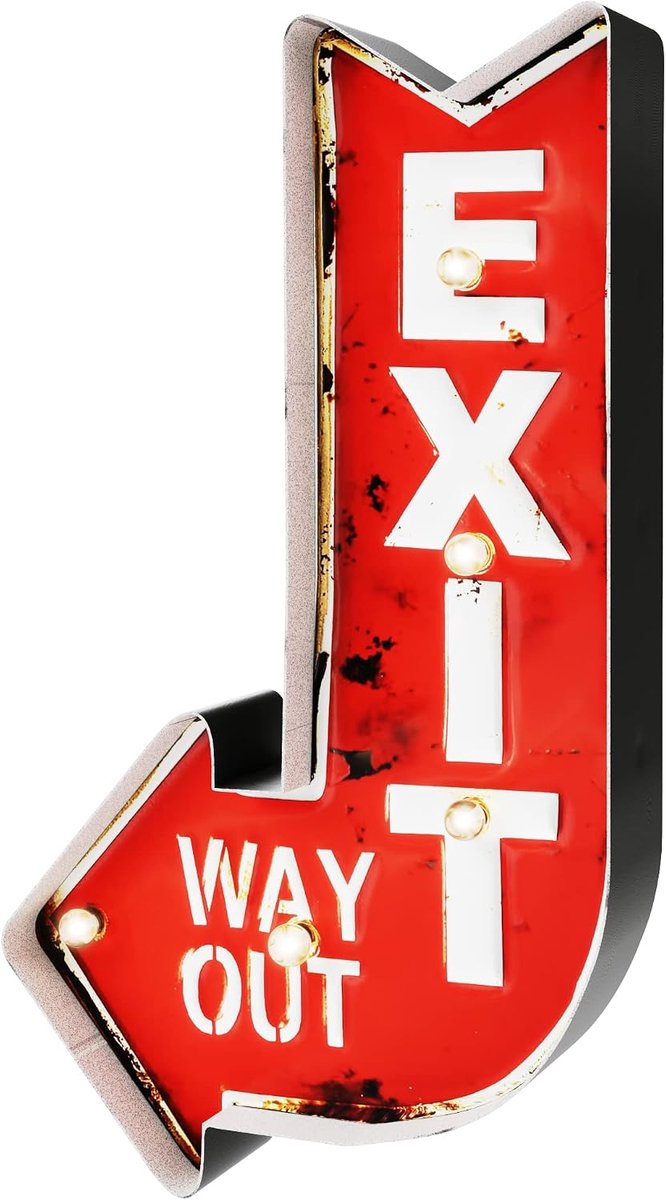 Arrow Lichtgevend Bord van Metaal met LED-Verlichting Voor Decoratie Thuis en Keuken Retro-Teken Vintage Amerikaanse Stijl | 22 x 41 x 5 cm