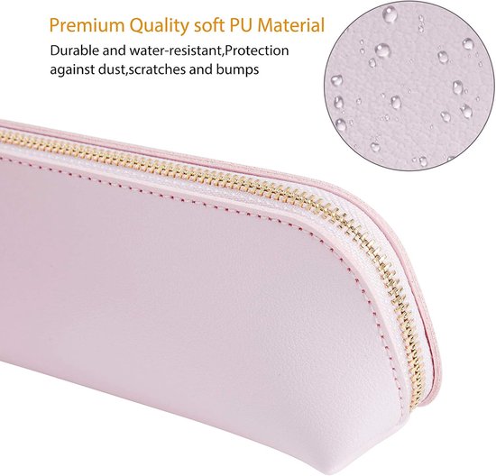 Pennenetui, PU lederen etui kleine pennenzak met ritssluiting, roze, Small, mode — afbeelding 3