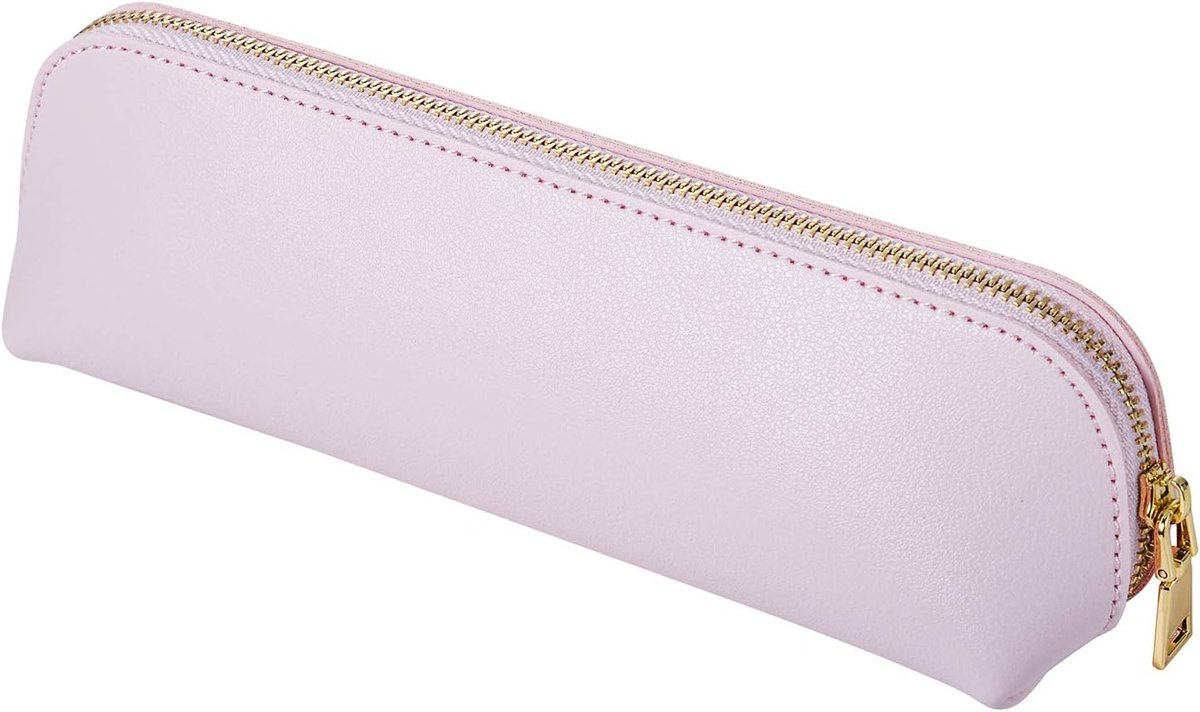Pennenetui, PU lederen etui kleine pennenzak met ritssluiting, roze, Small, mode