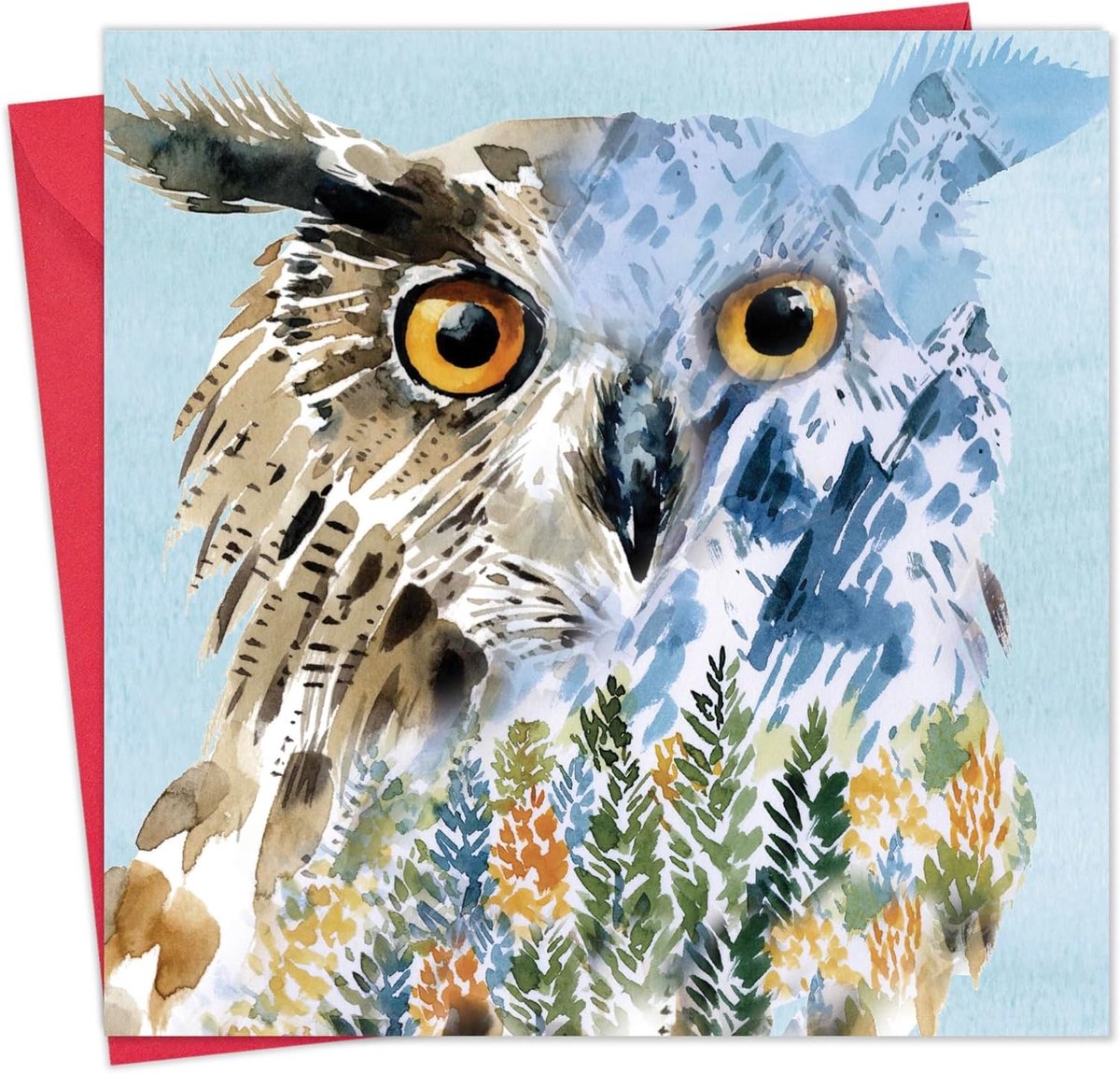 Wenskaart van de uil - Kaarten - blanco binnenkant voor elke gelegenheid - verjaardagskaart met dieren voor mannen of vrouwen - natuur wildlife art