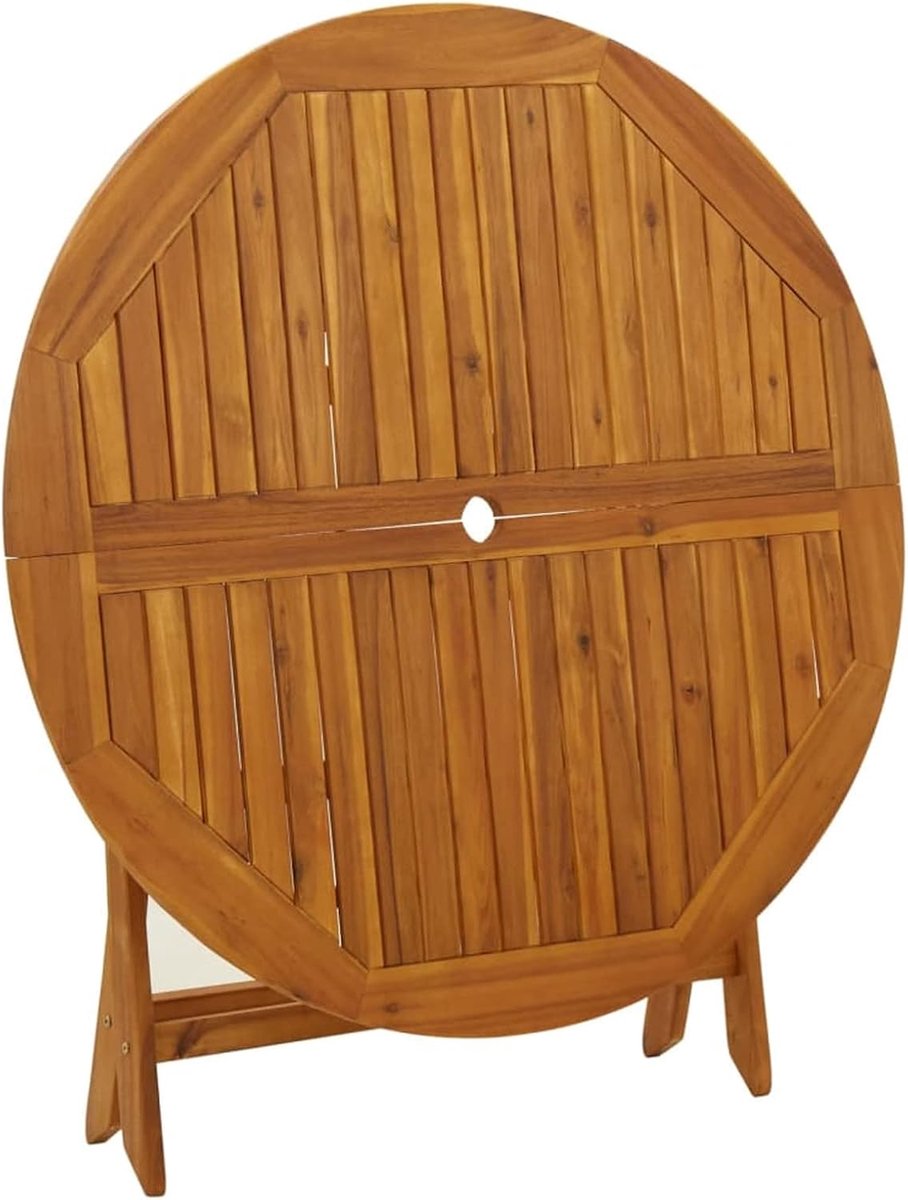 Inklapbaar rond, massief acaciahout eettafel, 110 x 75 cm, inklapbare tuintafel