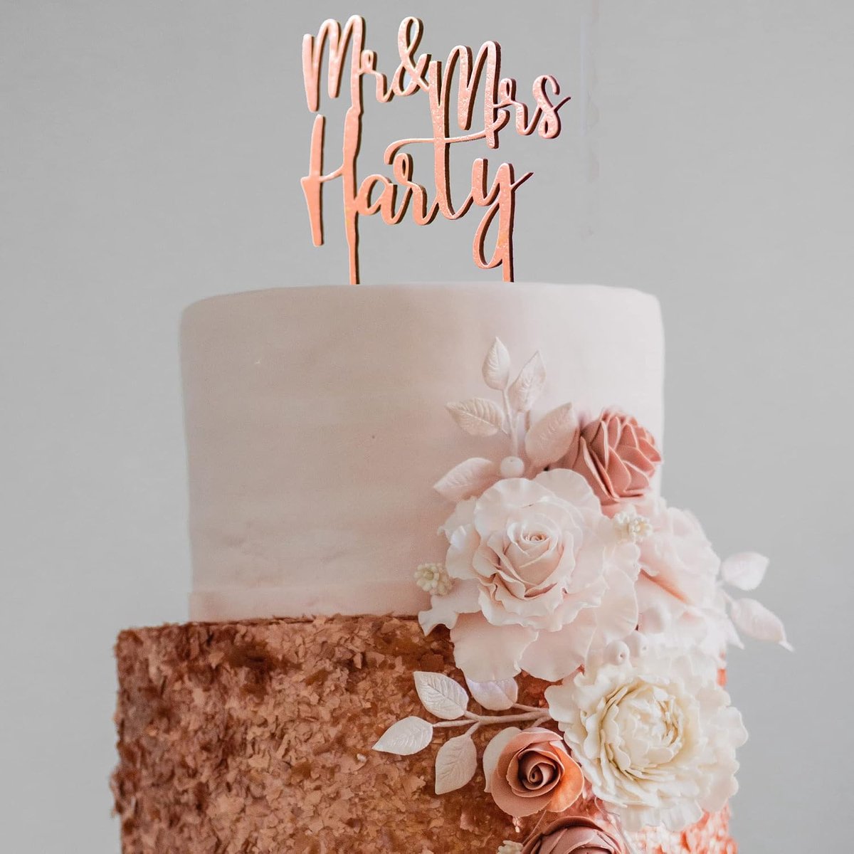 Taarttopper, bruiloft houten taart-opsteker, Mr Mrs taartsteker, bruiloft cake (koper)