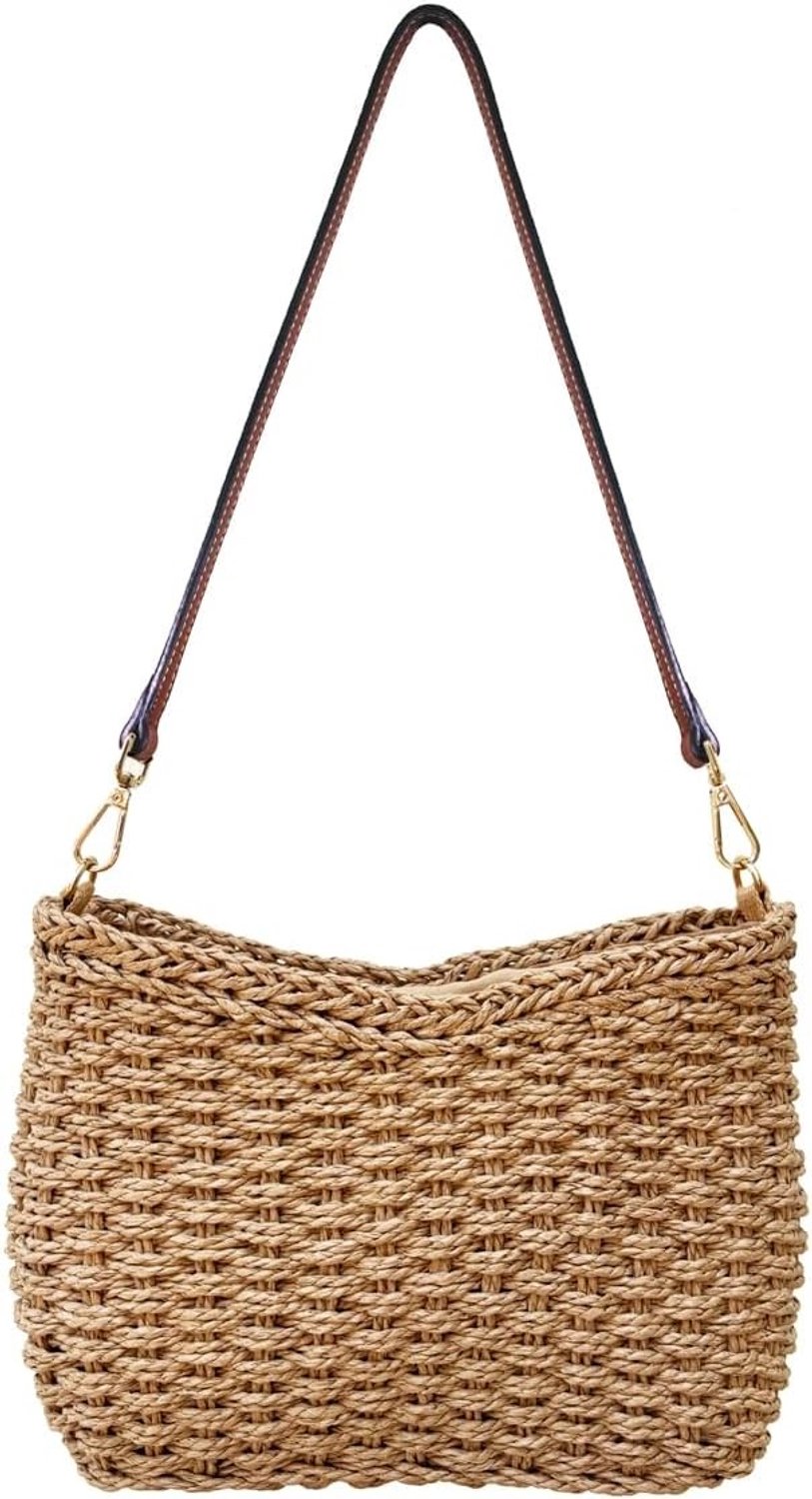 Vrouwen Mini Woven Onderarm Tas, Kleine Stro Tas voor Zomer, Strandtas en Schoudertas