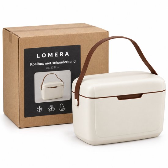 Lomera Koelbox 12 Liter Crème - Kleine Passieve Koelbox met Schouderband - Draagbare Frigobox voor Picknick, Strand en Camping - Isolatiebox - Thermobox - Coolbox van Lomera — afbeelding 3