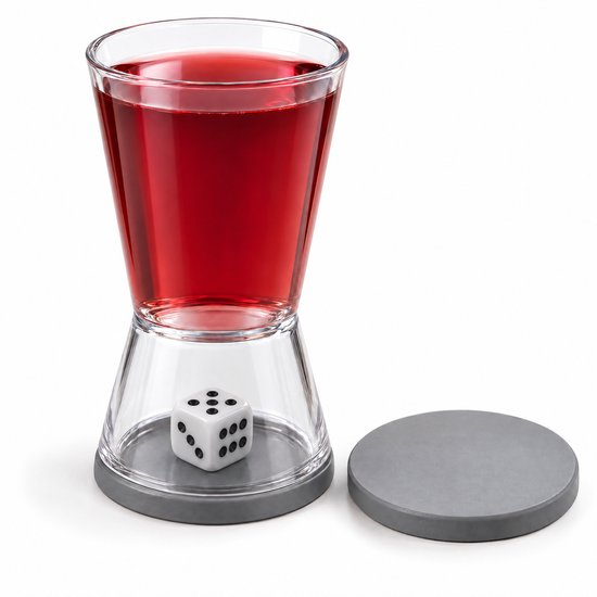 Lomera Dobbelsteen Drankspel - Shotglas met Dobbelsteen - Drinkspel voor Volwassenen - Partyspel - Dobbelspel - Shotspel - Drinking Game - Dice Shot Game - Feestspel - Borrelglas Spel