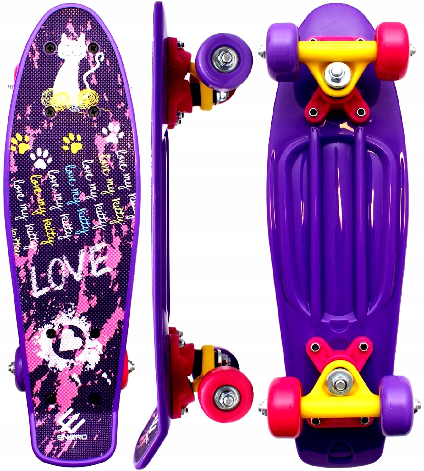 Mini Love Kitty Kinder Skateboard 42x12cm Max 30kg Paars