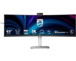 Philips 49B2U5900CH - 49 inch Ultrawide Curved Dual QHD Business Monitor - USB-C 100W - RJ45 - Webcam - 120Hz - 5 jaar garantie