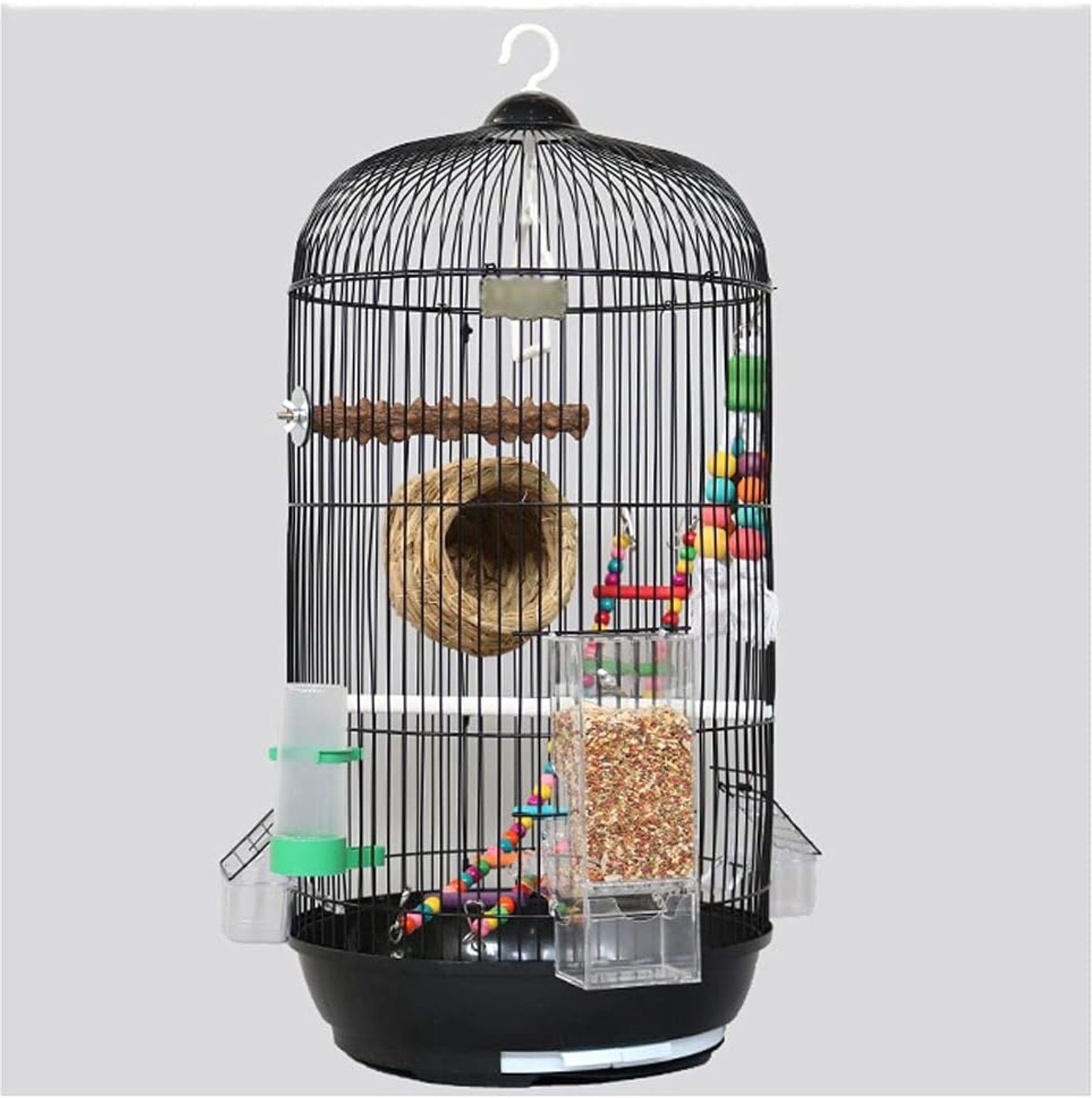 Cage Bird Cage Hanging Parrot Bird Cage Home Budgerigar Live Bird Cage Dome Breeding Cage Canary Parkiet Love Bird Bird Cage (Color : Black)