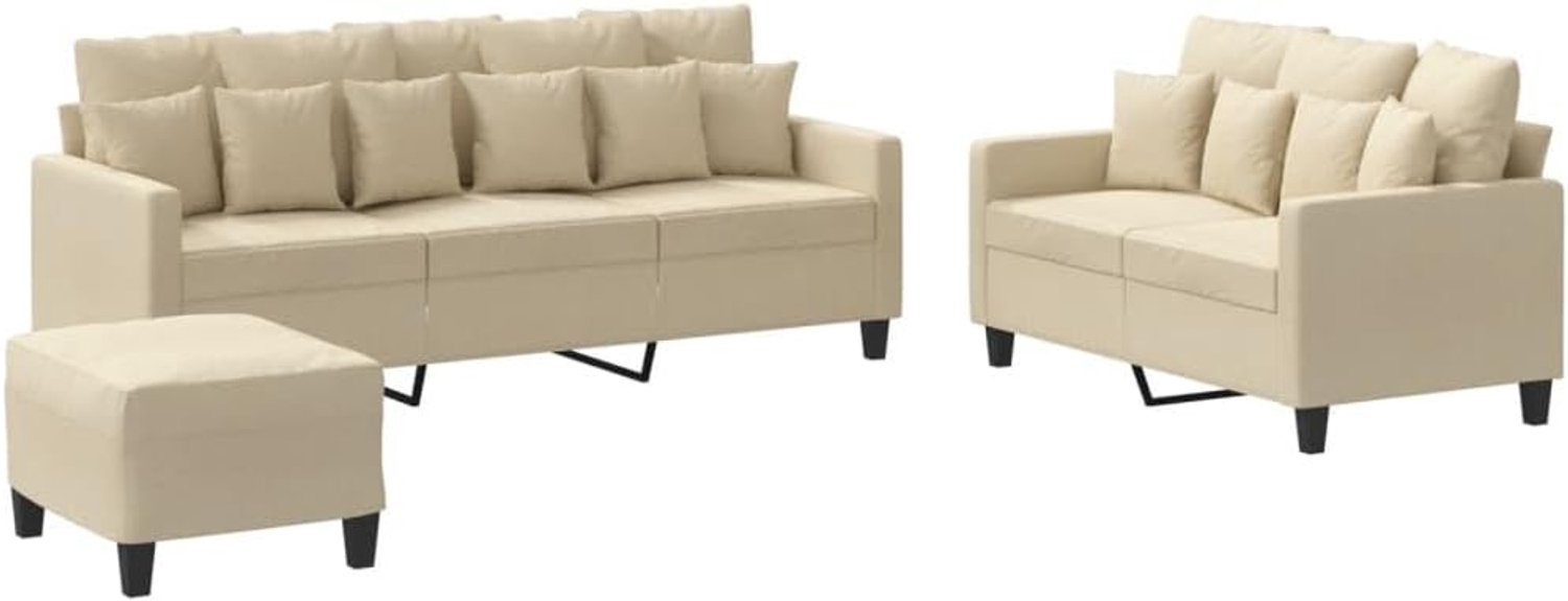 3-delig. Sofa set met kussen crème stof woonkamer bank kantoor sofa slaapkamer sofa lounge sofa voor woonkamer, slaapkamer, logeerkamer