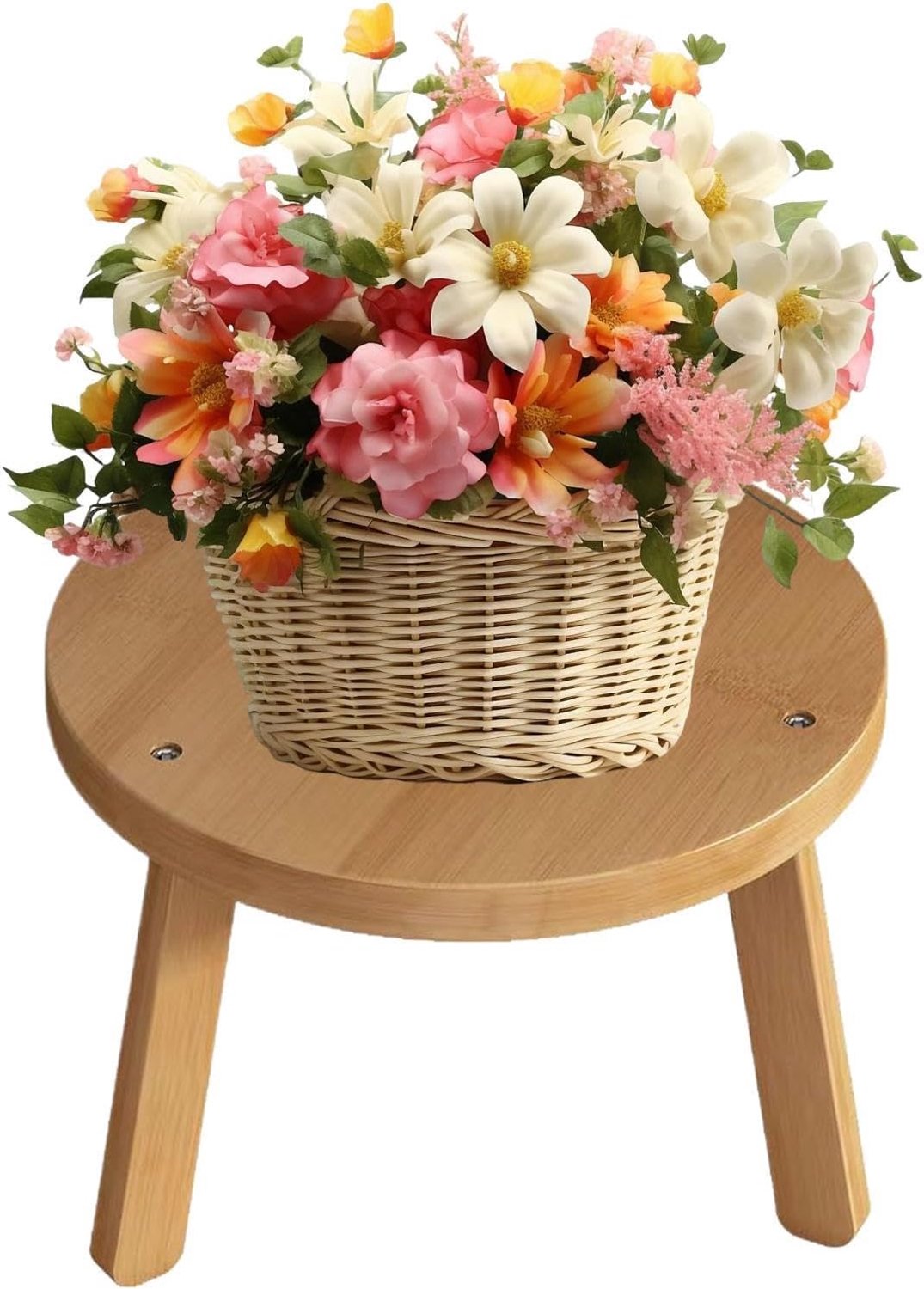Plantenvoetstuk | Houten kruk voor planten - 11,8 x 7,1 inch ronde bloemkruk verhoger voetstuk | Voegt decoratieve veelzijdigheid toe voor Farhouse Woonkamer Vanity Vensterbank Balkon Badkamer