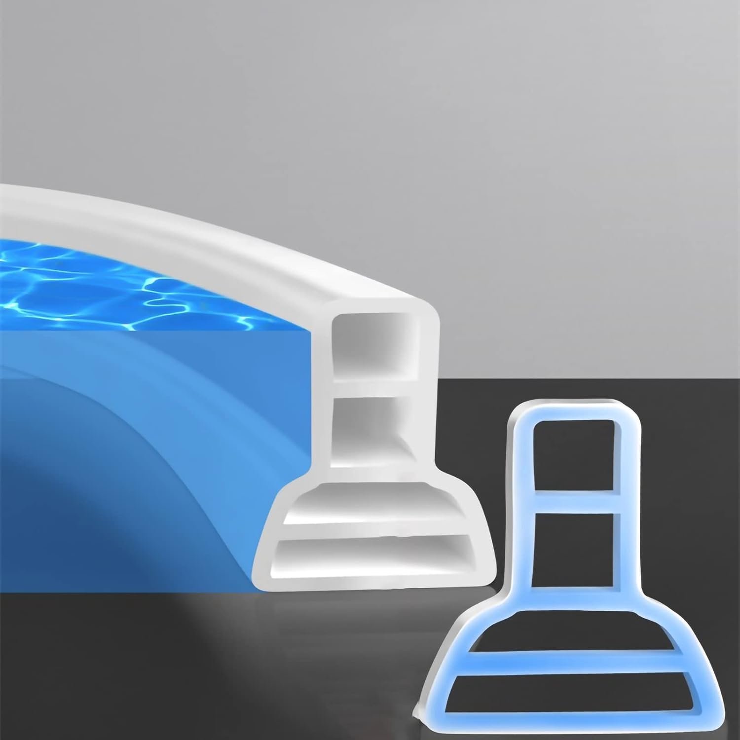 100 cm Inklapbare douche stempel waterdam, opvouwbare douchedrempel houdt het water binnen de drempel, voor natte en droge scheiding, flexibel en zelfklevend(wit)