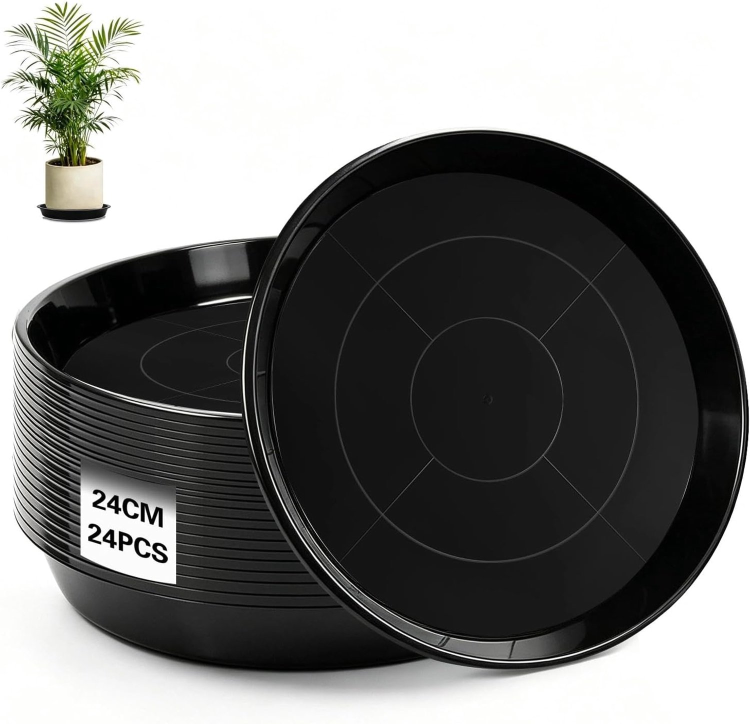 24 stuks bloempotonderzetters 24 cm plantenonderzetters rond