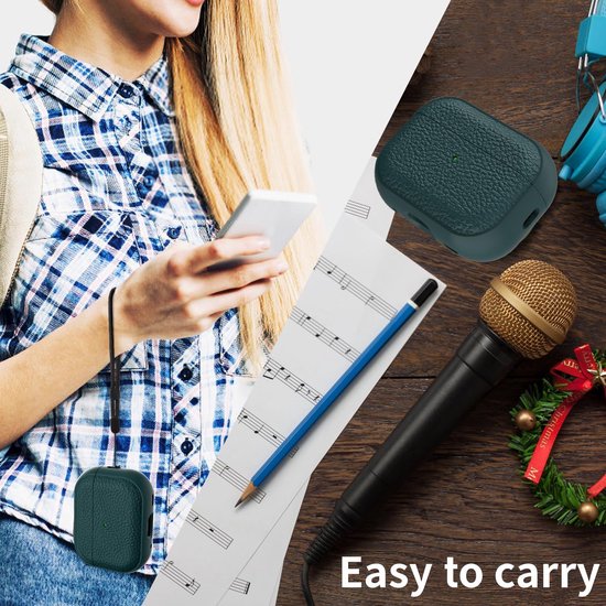 Hoesje compatibel met Airpods Pro 2 met reinigingsset, TPU beschermhoes compatibel met Airpods Pro 2e generatie met handriem, textuur ontwerp compatibel met Airpods Pro 2 hoes (donkergroen） — afbeelding 3