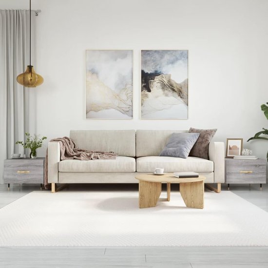 Salontafel met ijzeren poten en lade van houtmateriaal, wit 50 x 50 cm, met opbergruimte, bijzettafel wit houtmateriaal ijzeren poten — afbeelding 2