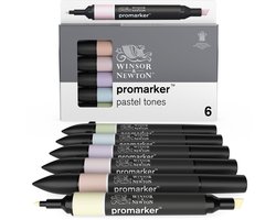 Winsor & Newton 0290113 Promarker™ 6 Pastel Tones Set | Professionele layoutmarkers & alcoholmarkers