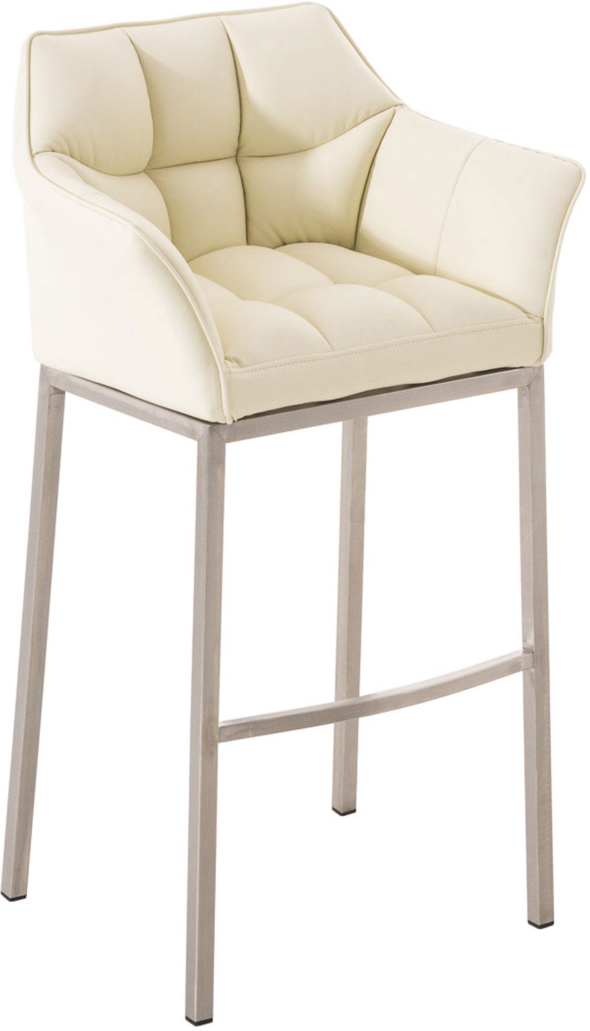Luxe Comfort Barkruk - Crème creme roestvrij staal
