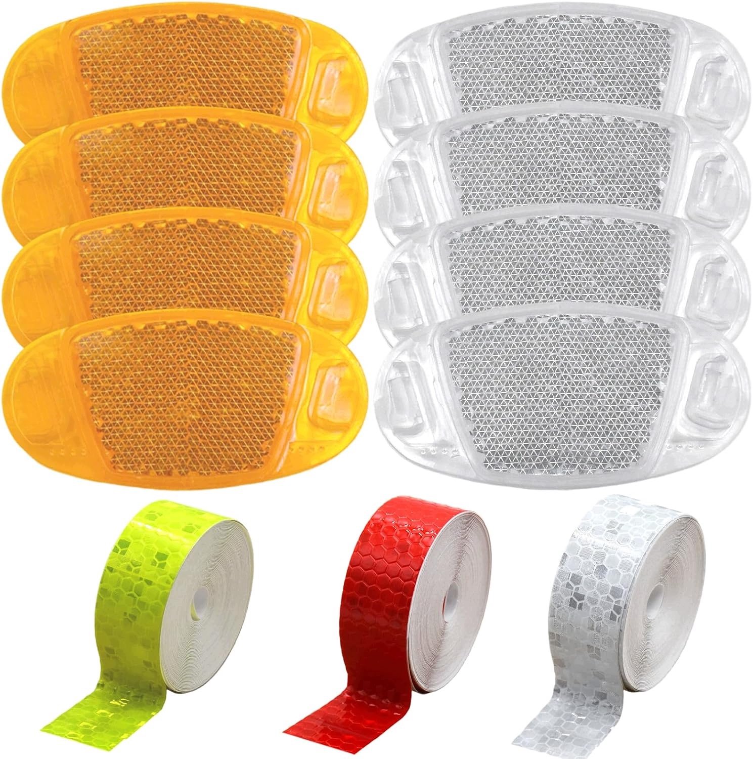 Fiets Reflectoren Set: 8x Wiel Reflectoren & 15m Zelfklevende Reflecterende Tape