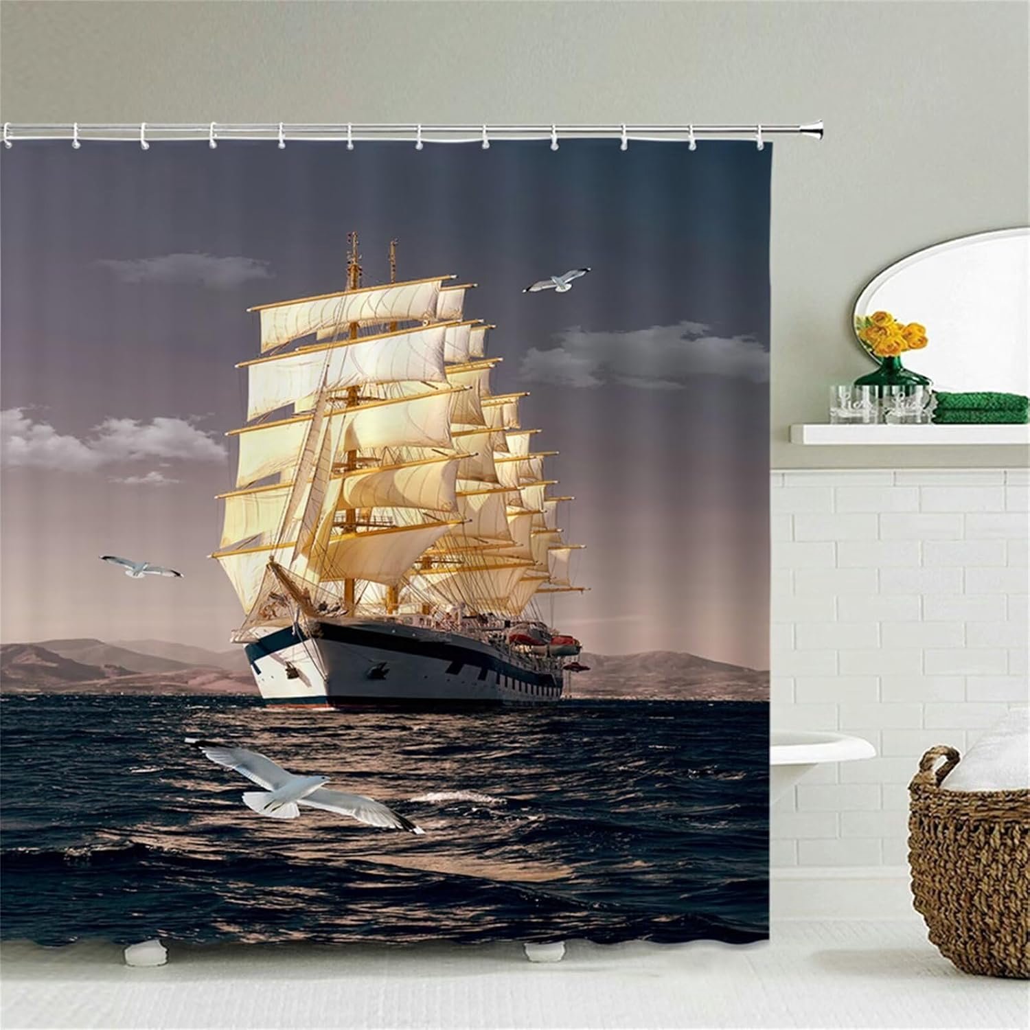 Douchegordijn wasbaar badgordijnen, met 12 haken en verzwaarde zoom, stoffen douchegordijnen buiten waterdicht polyester voor bad en douchecabine, B 120 x L 160 cm B 120 x L 160 cm B