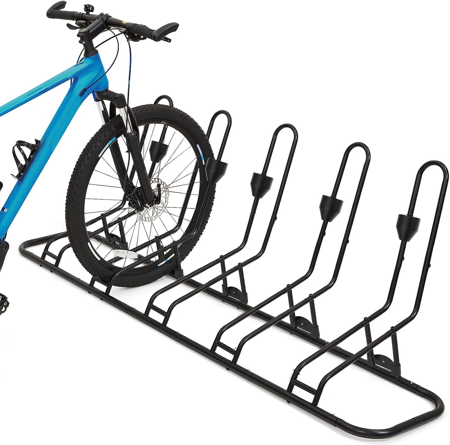 Vloerfietsstandaard voor 5 fietsen, fietsenrek, veilige schijfremmen en derailleurs, waterdichte fietshouder voor weg/kinderen/MTB-fietsen, past op 12"-29" banden, verbeterde 1,6 cm stalen buizen