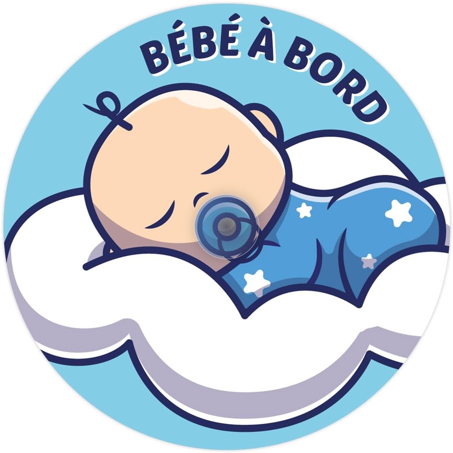 Baby met blauwe rand 2ex. - Zuignap - Diameter 150 mm - Gemaakt in Frankrijk - Auto Signage