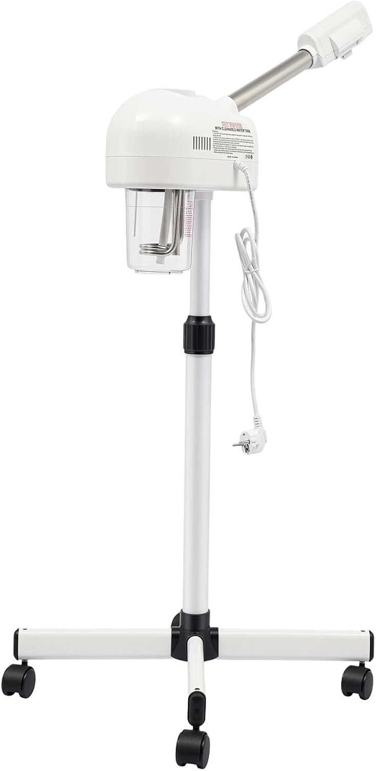 800 W gezichtsstomer met 600 ml tank en verstelbare standaard, ionen-gezichtsstomer voor diepe reiniging, professionele stomer voor thuis en salon, 220 V EU-stekker