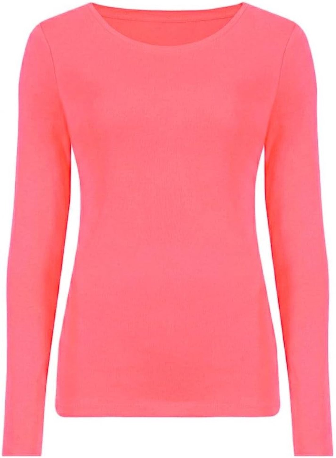 Lange mouw ronde hals effen casual basic stretchy getailleerd dames T-shirt top