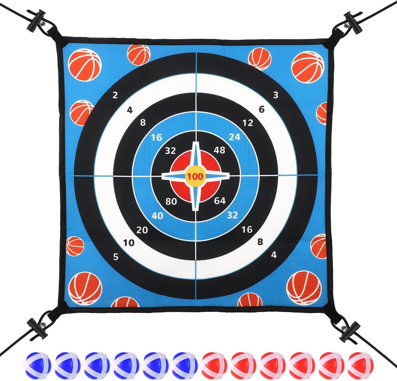 Dartbordspelaccessoire, Dartbordspel voor Kinderen met 12 Kleverige Ballen Trampolinespeelgoedaccessoire voor 8/10/12/14ft Trampolines Indoor Outdoor Party Game