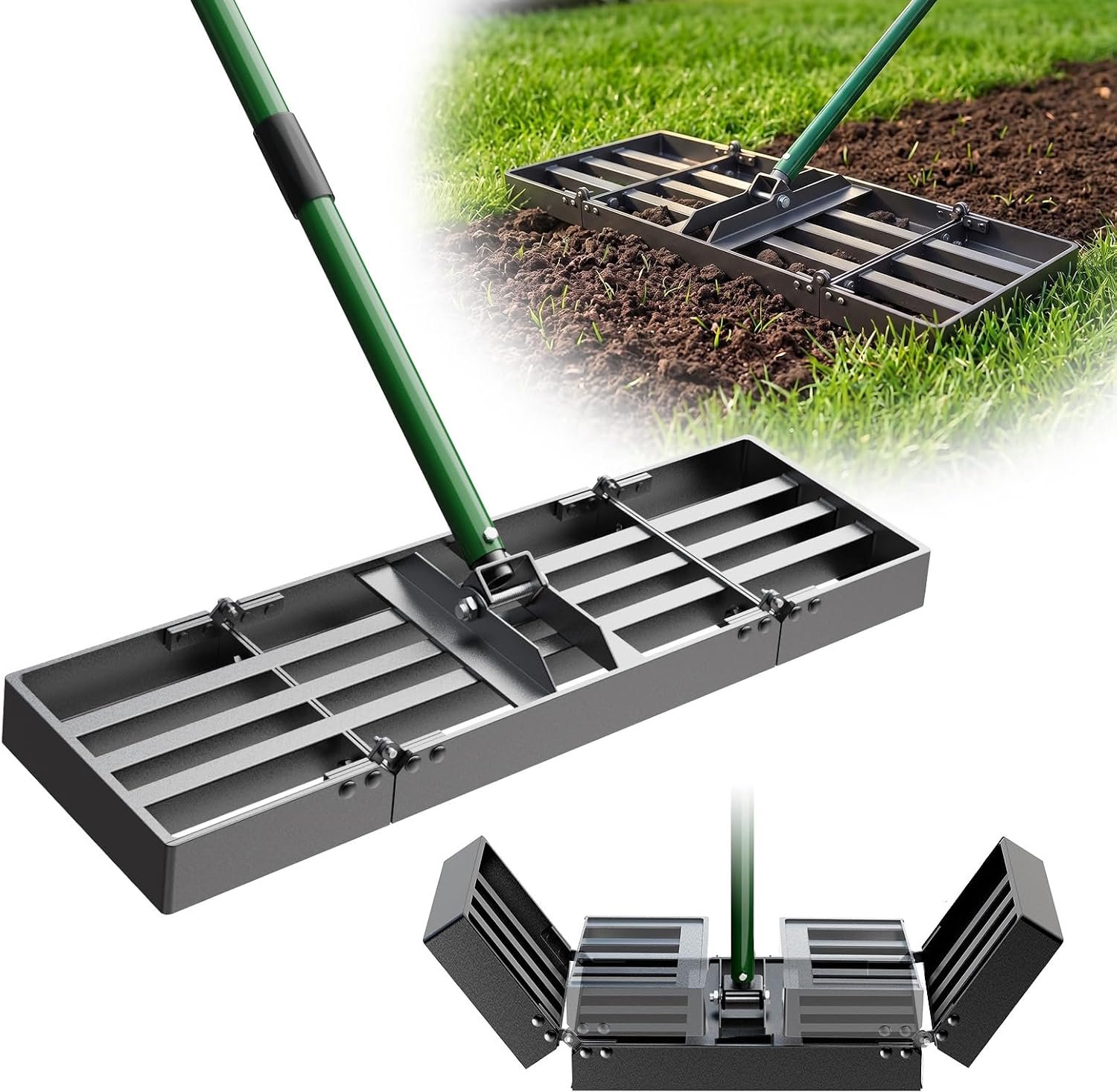 193 cm, 76 x 25 cm, gazonnivelleringsapparaat, hoogwaardig gazonnivelleringsapparaat, roestvrijstalen handgreep, gazonnivelleringsapparaat voor binnenplaats, tuin