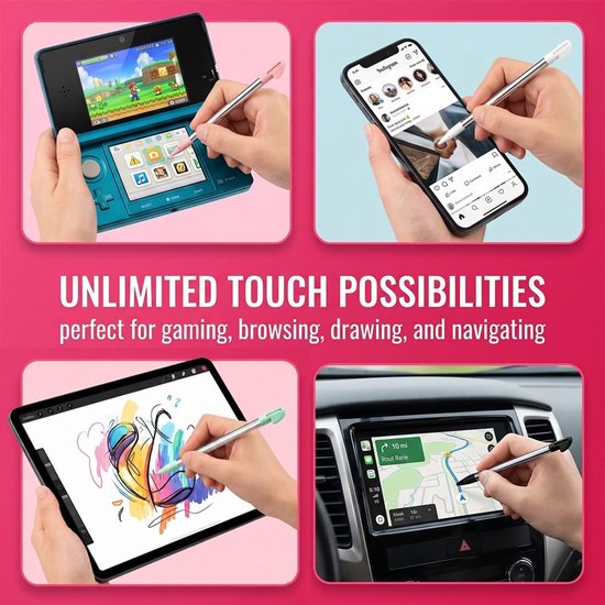 4 Pezzi Ds Lite Stilo Telescopico In Metallo Per Schermo Tattile, Ds Lite, Console (Nero, Bianco, Rosa, Blu) — afbeelding 5