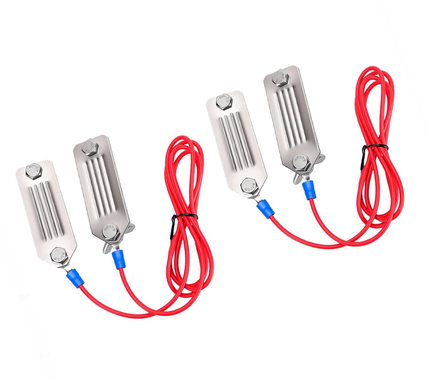 2 Stuks Elektrische Hekbandconnector Polytape Naar Polytape met 100 Cm Roestvrijstalen Draad, Roestvrij Verstelbare Verbinding voor Veiligheid van Landbouwdieren, 2,76 Inch Plaat