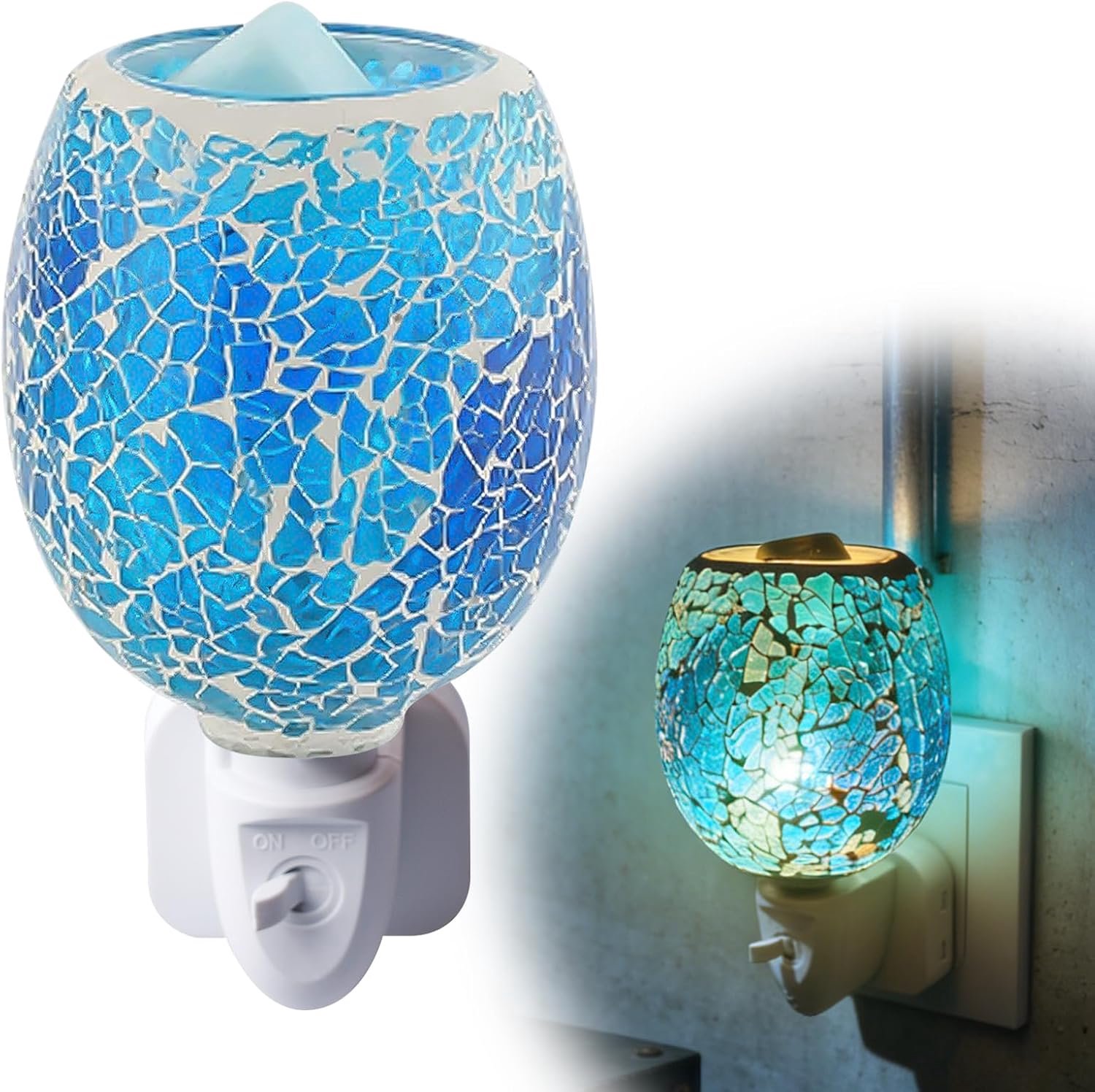 Lamp - Elektrische Geurlamp - Plug-in Waswarmer - 220V - Glazen Geurlamp - Rookvrij - Instelbare Helderheid - 1 stuk - Blauw