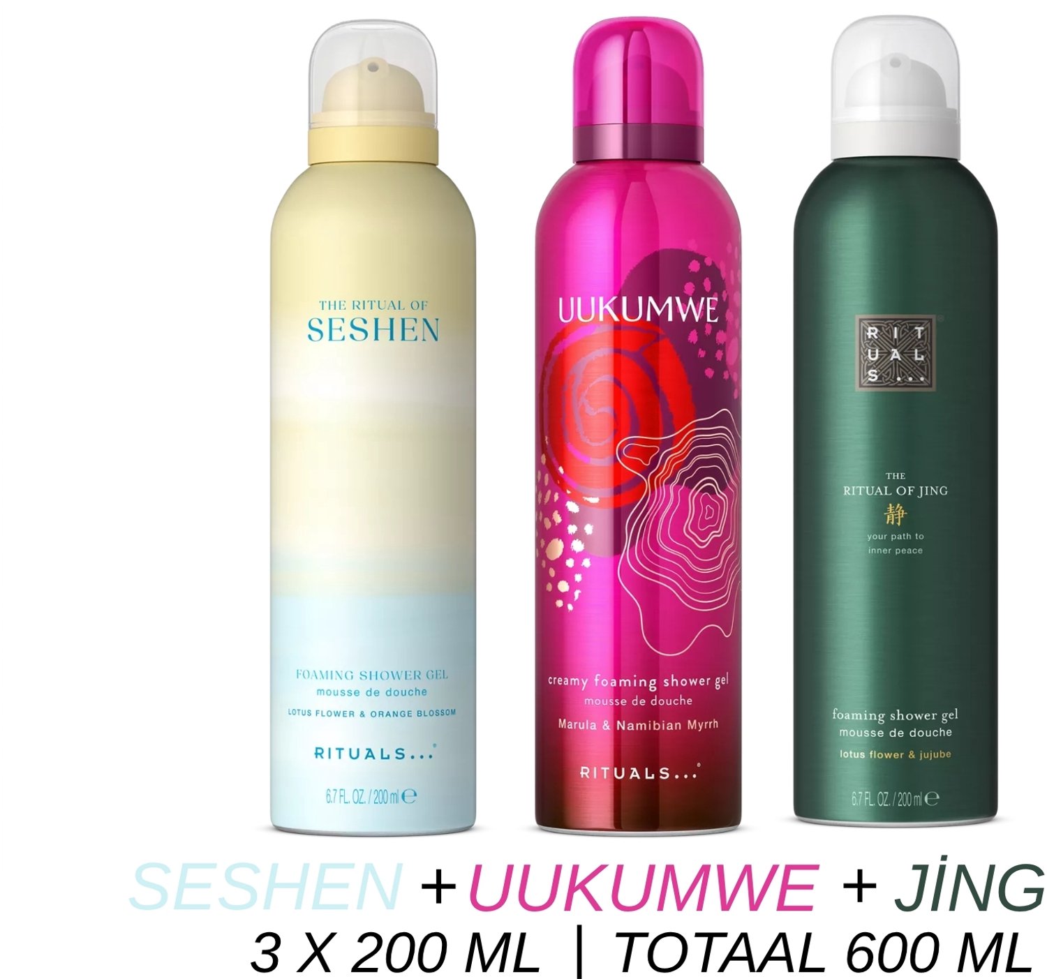 Rituals - Shower Gel Value Set - Seshen + Uukumwe + Jing - 3 x Shower Gel 200 ml = 600 ml - Douchegel - Doucheschuim