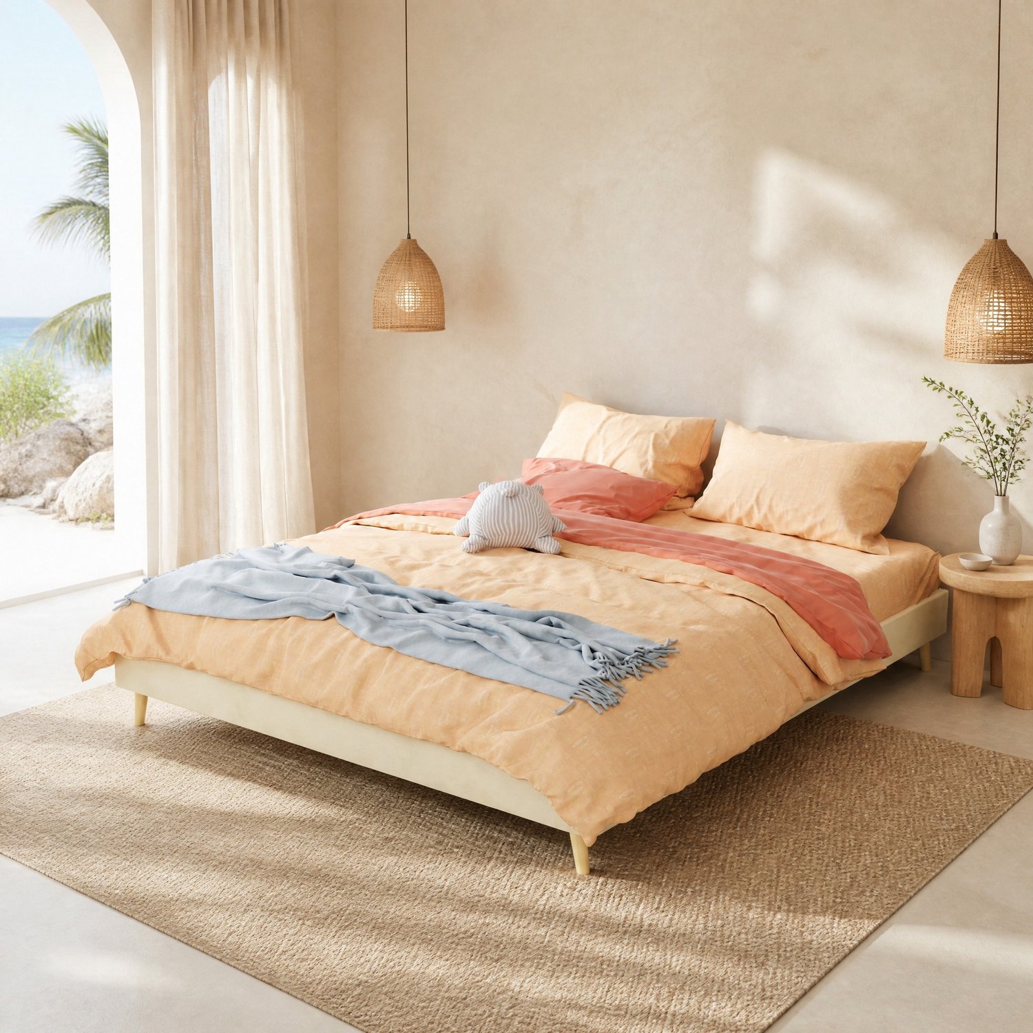 CHICFURN Gestoffeerd bedframe 160x200 cm - Lattenbodem - Beige