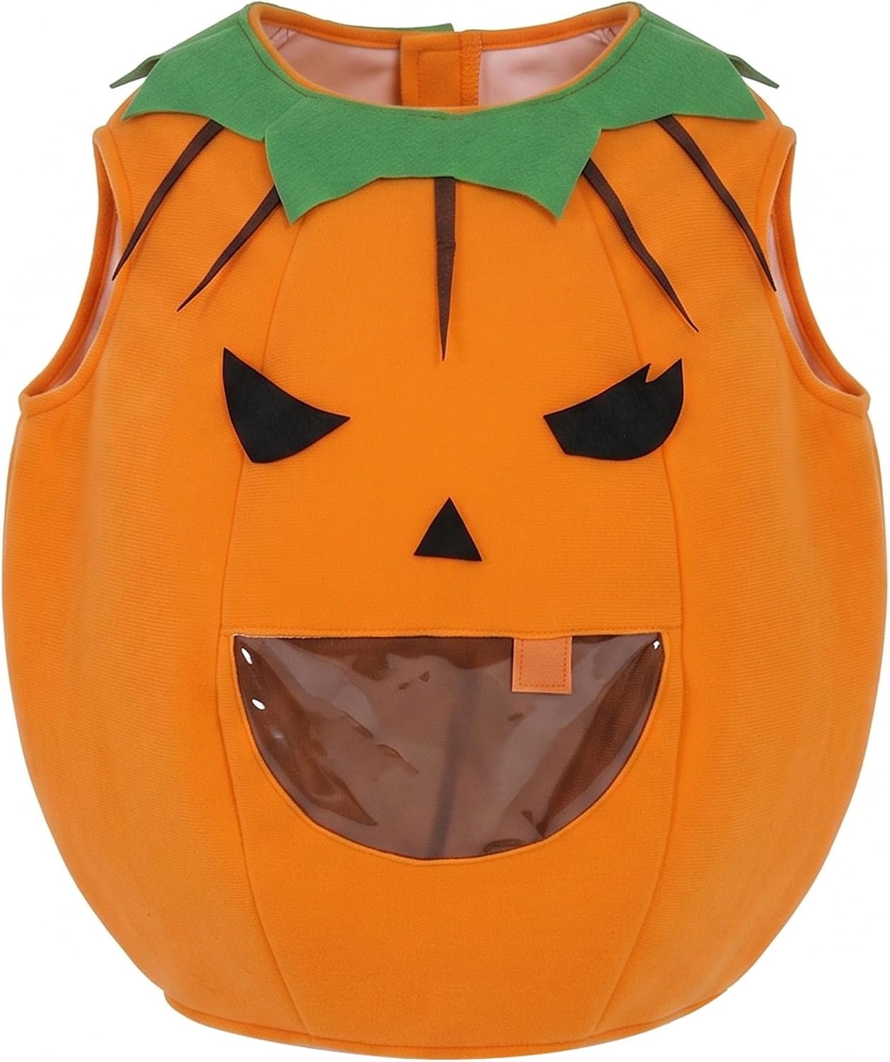 Pompoenkostuum voor peuters, mouwloos, lachend gezicht, pompoenkostuum voor kinderen, S polyester, losse pasvorm voor trick-or-treat, Halloween-feesten, schoolevenementen, podiumshows