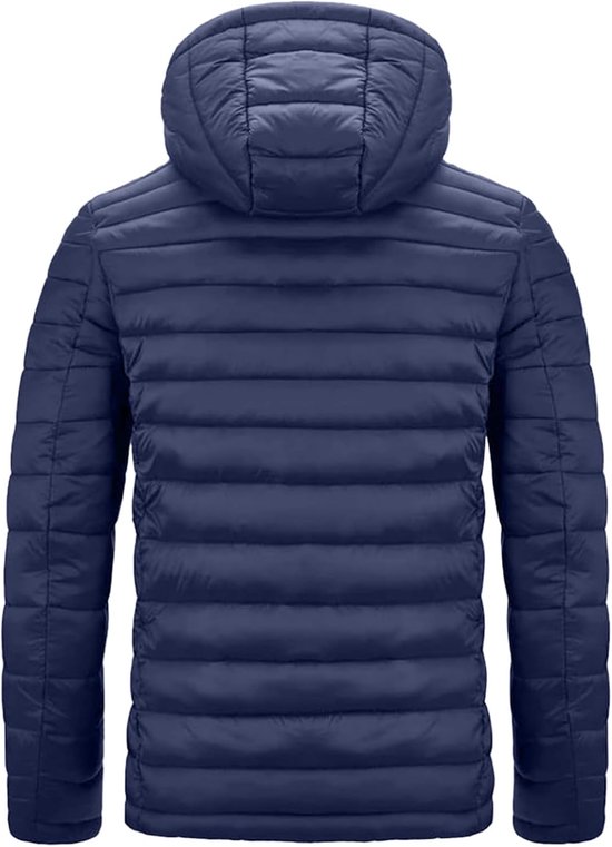 Jas voor heren, gewatteerde, winddichte jas met capuchon, lichte donsjas, dikke thermische dons, ritssluiting, winterjas met afneembare outdoor overgangstop voor dagelijks gebruik — afbeelding 5