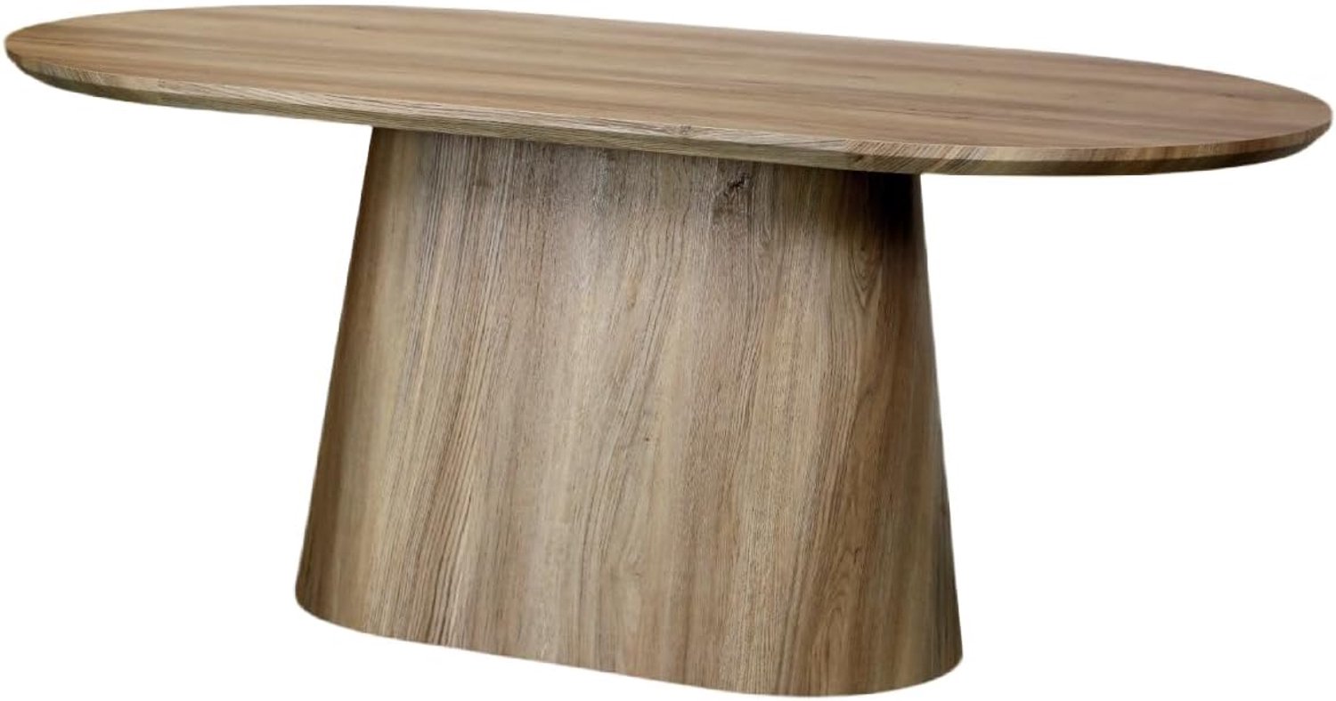 Eettafel Japandi ovaal Saga 180cm lichtbruin MDF ovale eetkamertafel