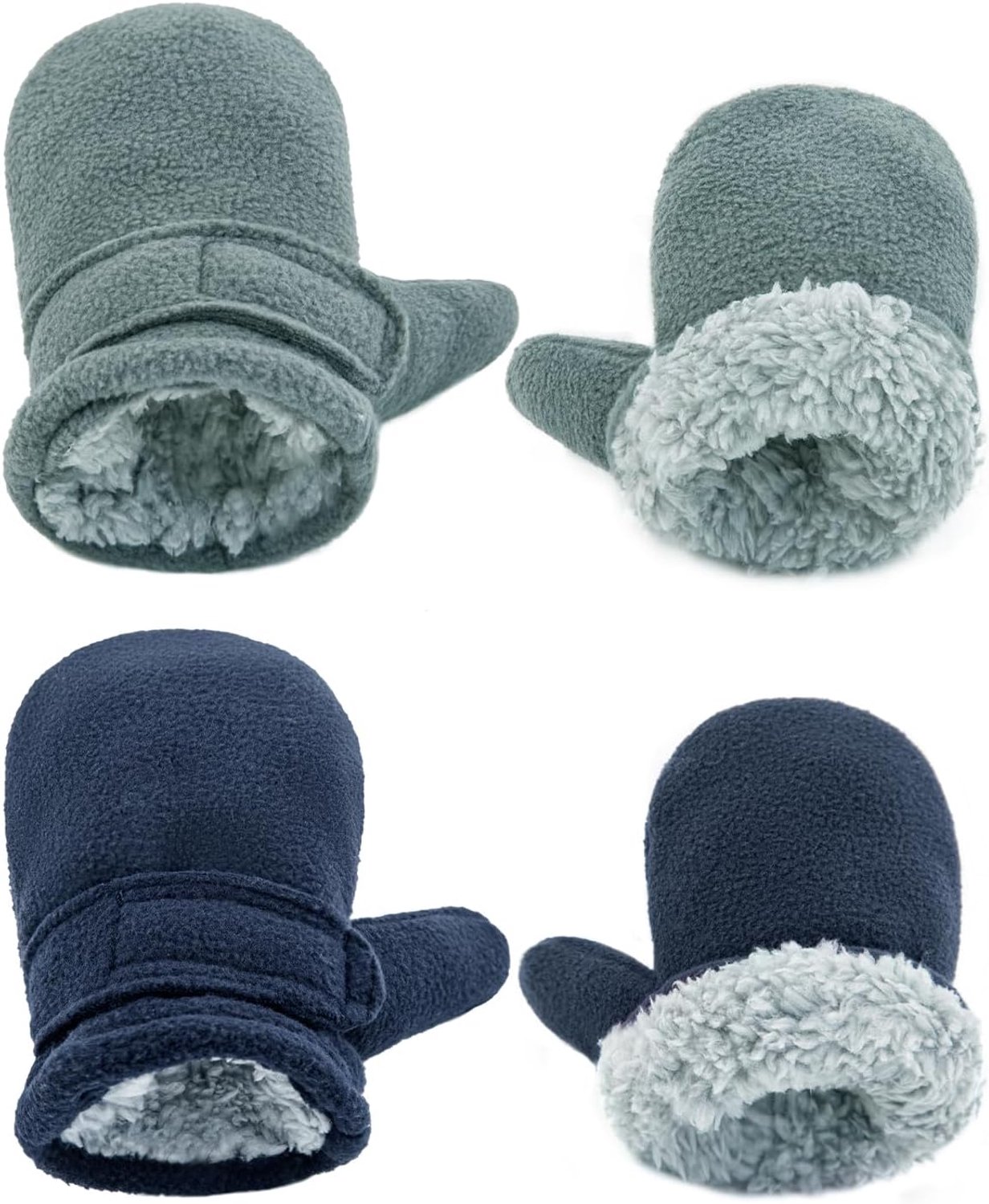 Handschoenen voor baby's, fleece gevoerd, voor peuters, jongens, warme en zachte handschoenen voor baby's, meisjes, verstelbare wanten voor buiten
