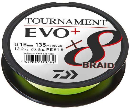 Daiwa Tournament X8 EVO+ Chartreuse 135m 0.20 mm 18.0kg van Merkloos — afbeelding 5