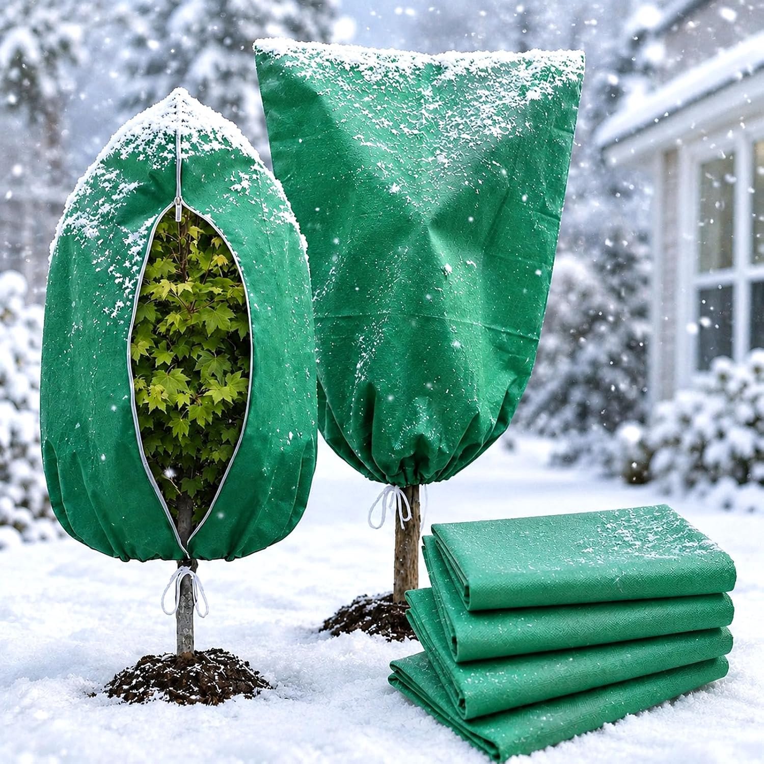 YAGXIG Beschermhoes planten - Planthoes-set van 6 - 80cm x 120 cm - tegen vorst- Plantenhoes tegen vorst-UV-doorlatend-Beschermhoes winter boom/plant -Beschermhoes Winter-Met transparant venster-Herbruikbaar-groente