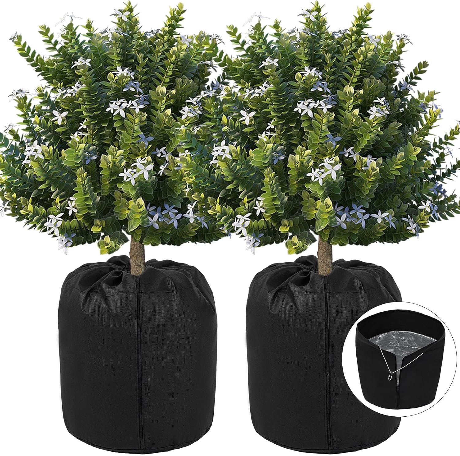 YAGXIG Plantenwinterbeschermingspot - Wintervorstbescherming voor planten - 42,9 * 48,8 cm (ca. 16,9 * 19,25 inch) - Beschermhoes voor plantenpotten - Geschikt voor fruitbomen, potplanten en struiken die buiten in de winter staan ​​(2 stuks)