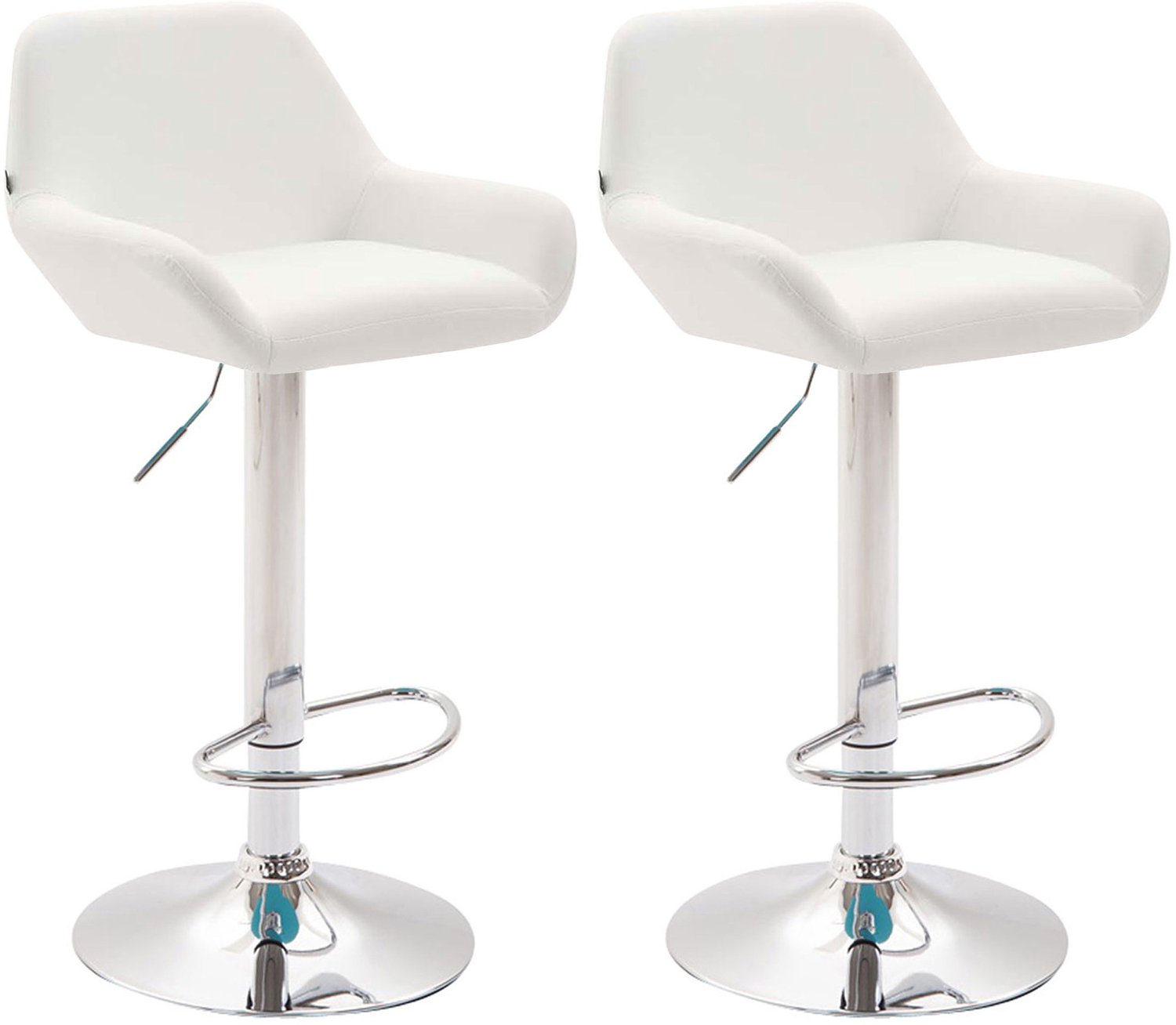 Luxe Comfort Barkruk - Set van 2 - Verstelbaar - Kunstleer - Wit wit chroom