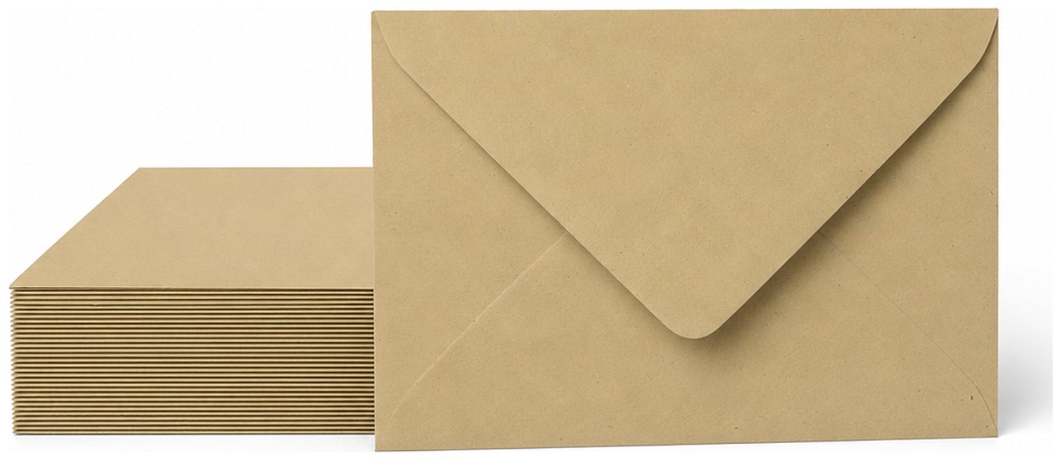 Enveloppen Kraft Lichtbruin 13x18 cm - 25 stuks - 120 gram - Kraft Enveloppen - Wenskaart Envelop