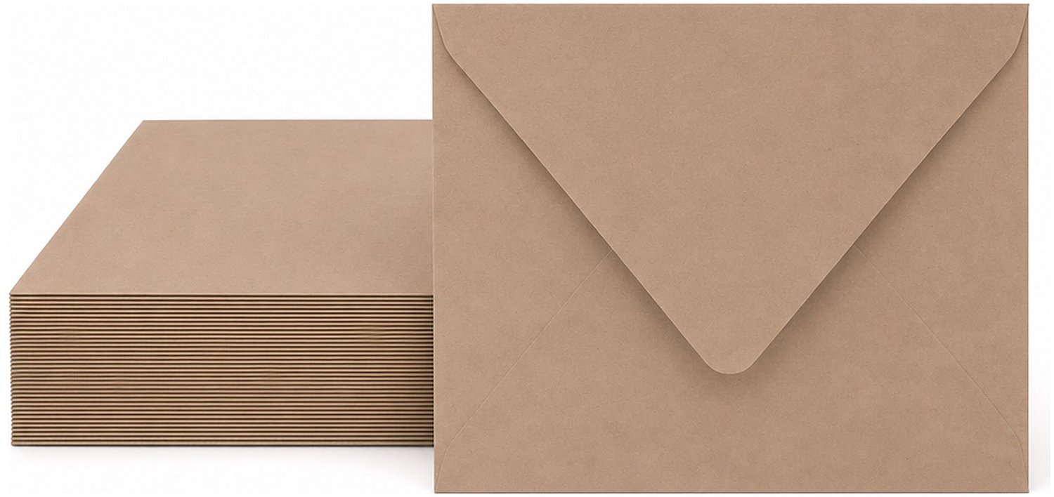 Enveloppen Bruin 12.5x14 cm - 25 stuks - 120 gram - Bruine Enveloppen - Wenskaart Envelop