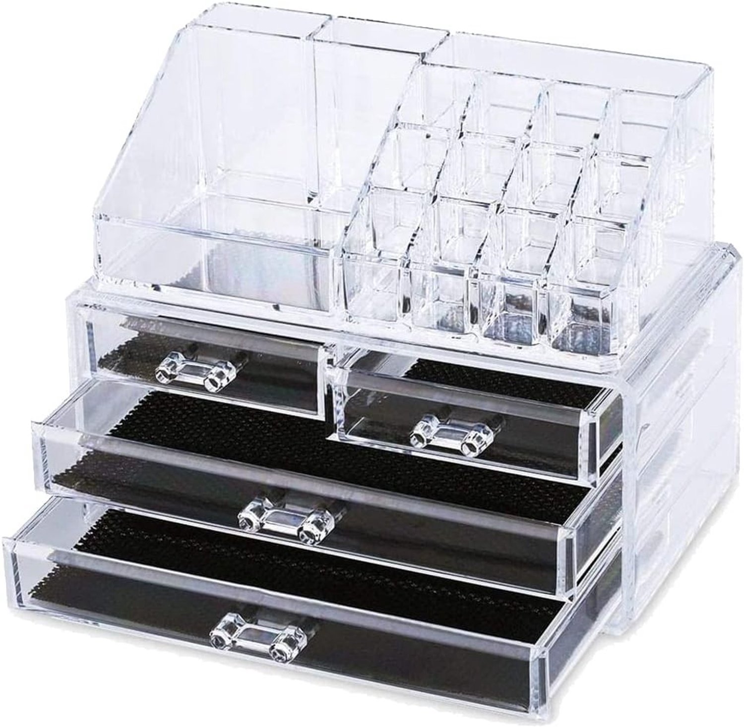 Make-up Organizer - Transparant - 13,5 x 24 x 19 cm - Acryl met 4 Laden en Vakken - Voor Make-up